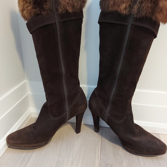 A. Giannetti Suede and Fur Boots - Picture 3 of 6